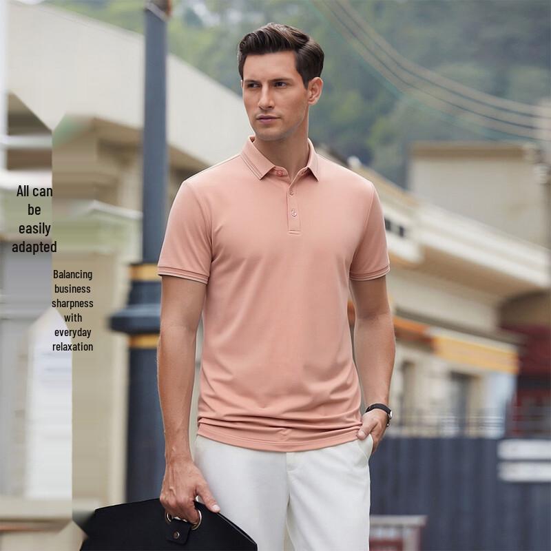 Men s Silk Blend Short-Sleeve Polo Shirt M