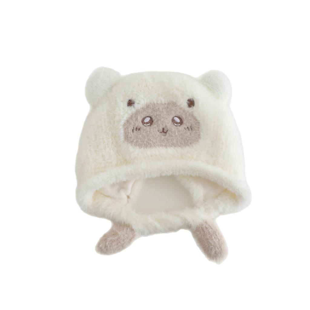 Children's Hats  Plush Hats for Boys and Girls in Autumn and Winter Cartoon Bear with Added Fleece and Thickened Windproof Pullover Hats
