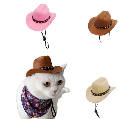 Dog Cowboy Hats Mini Decoration Multi-Function Kitten Hats Household Puppy Cat Dress Accessory Solid Nylon Cartoon Style All