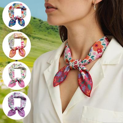 1Pc Neck  Scarves Light And Thin Ladies Headband Cotton Linen Headscarf Bandanna Floral Print Women  Fashion