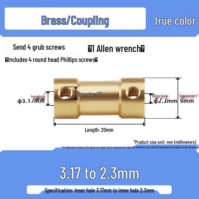 Brass Shaft Coupling Connector for Transmission (2-5mm)