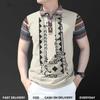 Essential! Ethnic Tribal Print Short Sleeve Polo Shirt, Stylish Casual Top