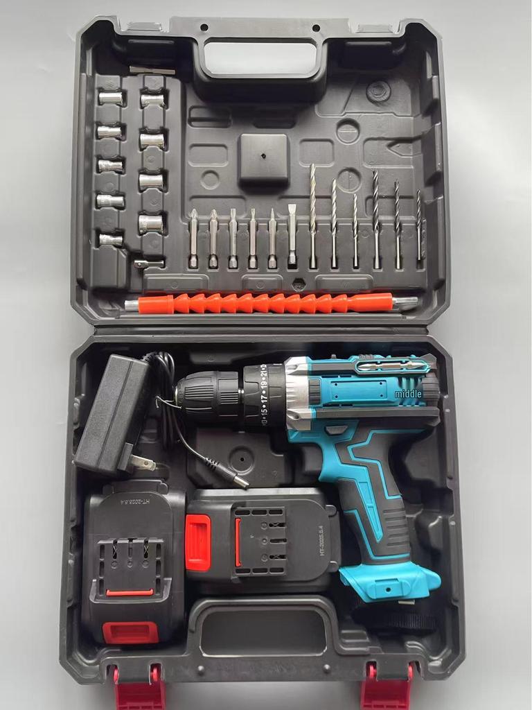 21V Dual-Speed High-Power Electric Drill with Three Functions and Lithium Battery