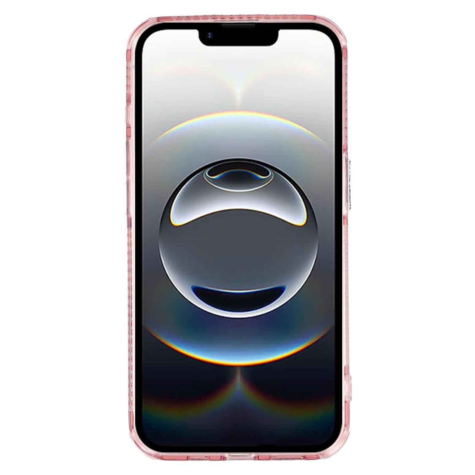 

For iPhone 16e Case IMD Design Shockproof PC+TPU Phone Cover with Glass Lens Film Shell Pattern/Rose Gold