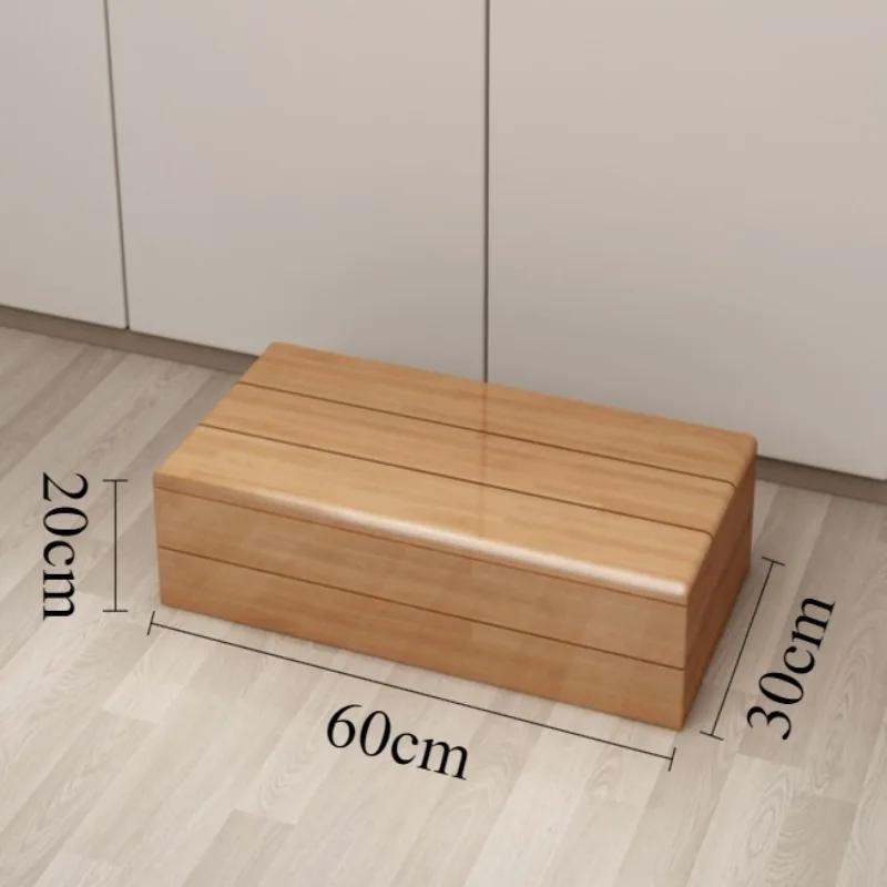 Modern Footrest Office Bamboo Footstool Kitchen Multifunctional Low Ottomans Aesthetic Luxury Rectangular Ottoman Furniture