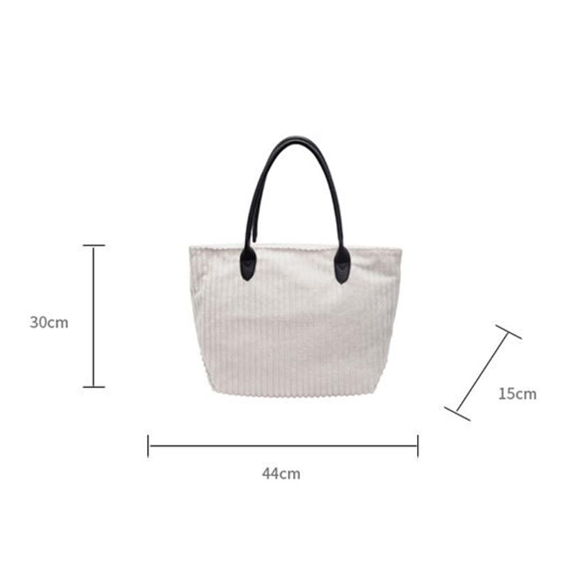 Elegant Solid Color Corduroy Tote Bag for Women Spacious Large Capacity Top Handle Daily Commute or Shopping Shoulder Bag CLE