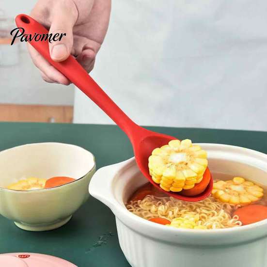 Versatile Salad Mixing Spoons Silicone Serving Spoon, Heat Resistant Non-stick Kitchen Utensil, Utensils Ergonomic Anti-slip Handle Kitchenware
