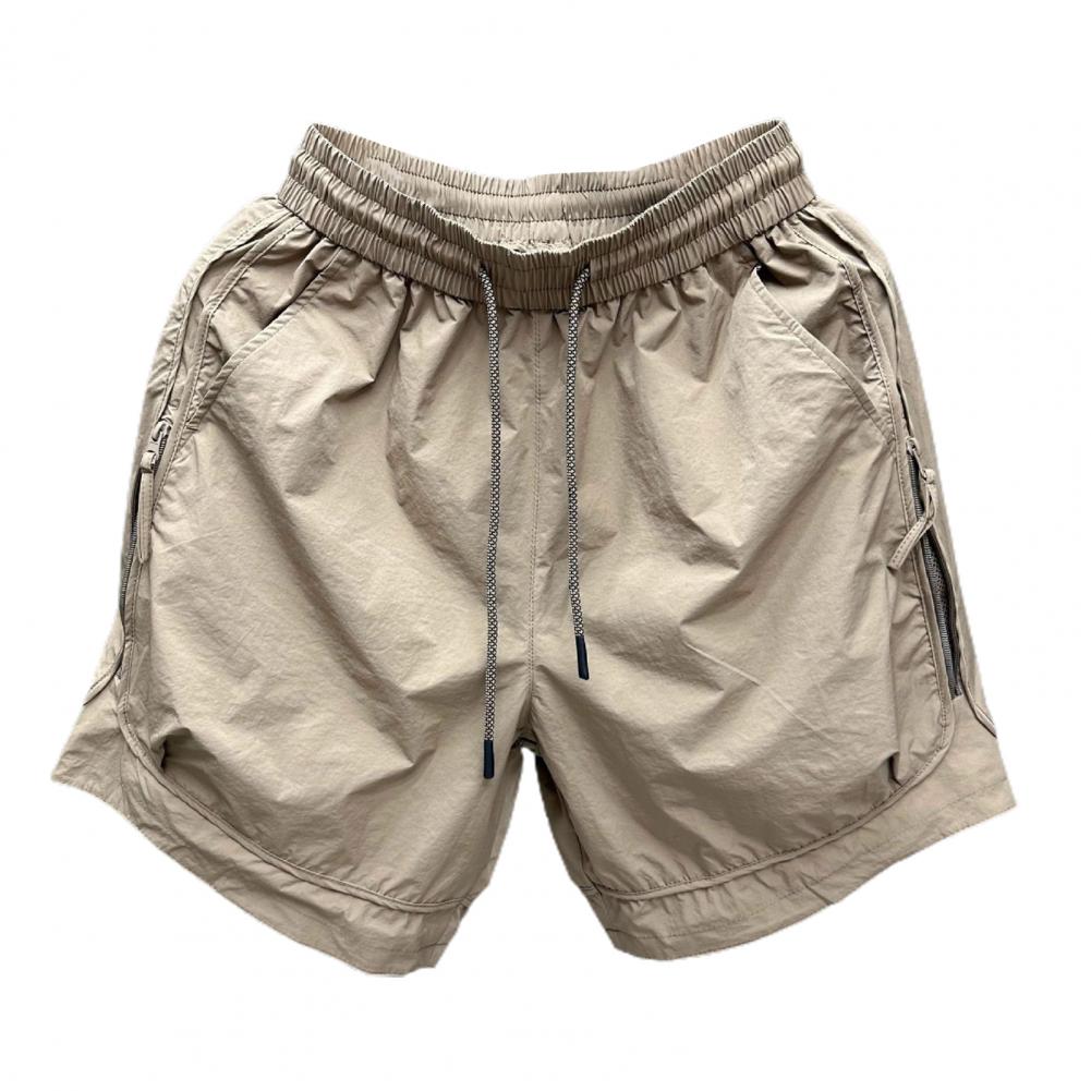 Summer Thin Shorts Elastic Waist Adjustable Drawstring Cargo Shorts Quick Drying Uniform Color Everyday Wear Shorts with Pockets B Practical Use