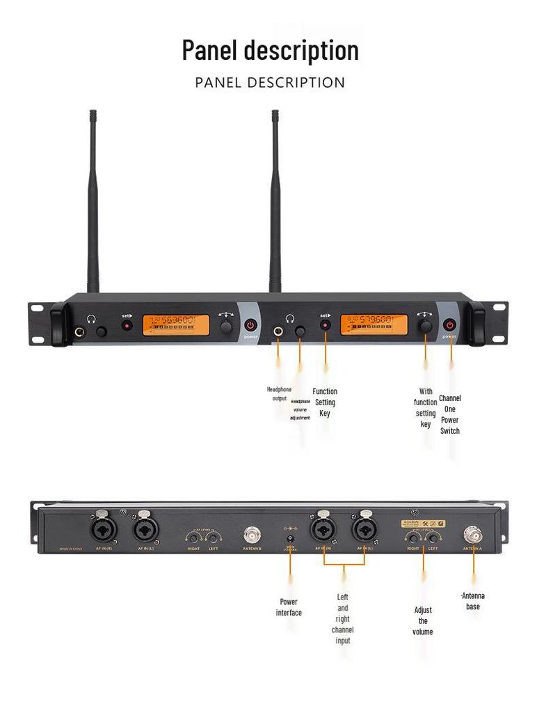 Dual Channel UHF Wireless Stage Monitor Earphones