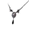 Gothic Dark Skull Rose Black Crystal Necklace Pendant