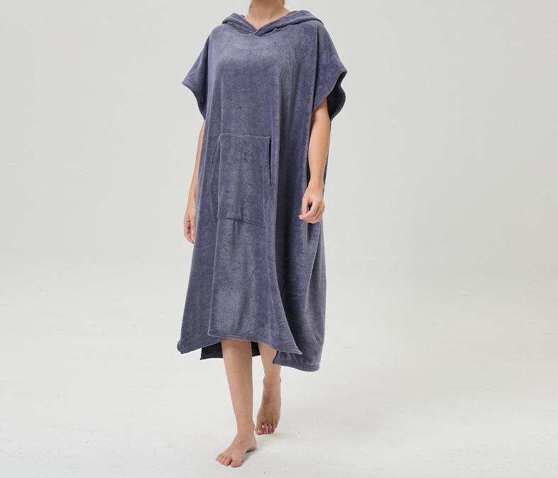 Custom High Quality Solid Color Changing Bath Robe Quick-Dry Pool Swim Microfiber Surf Poncho Hooded Beach Towel