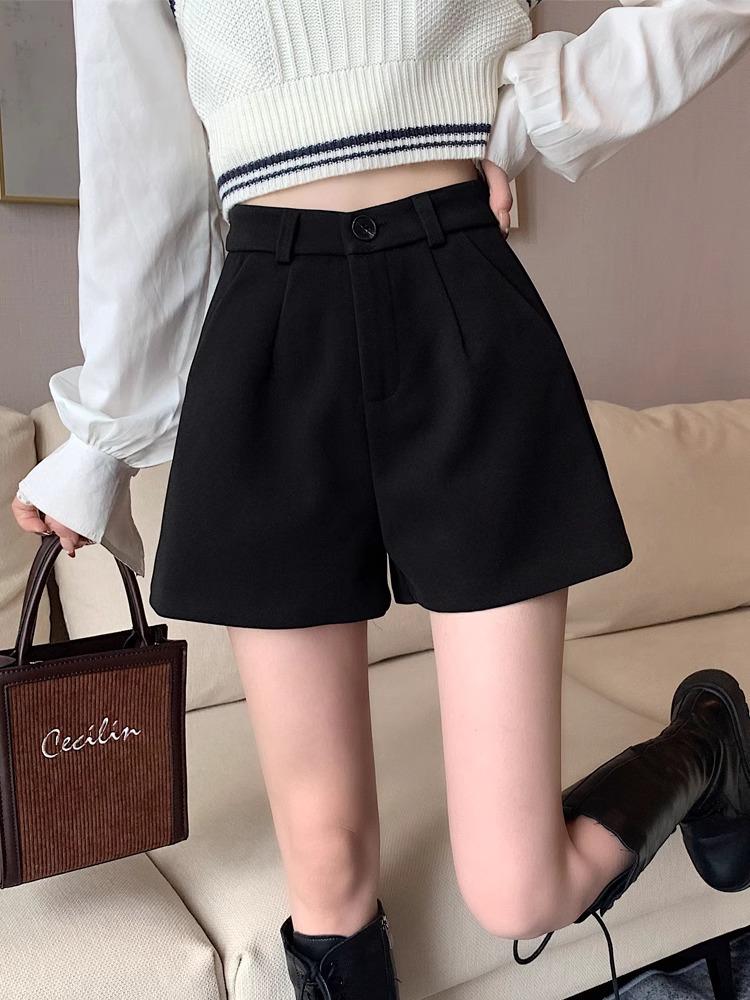 Women's High-Waist Woolen Shorts - Stylish Korean Wide-Leg Boot Pants for Autumn and Winter