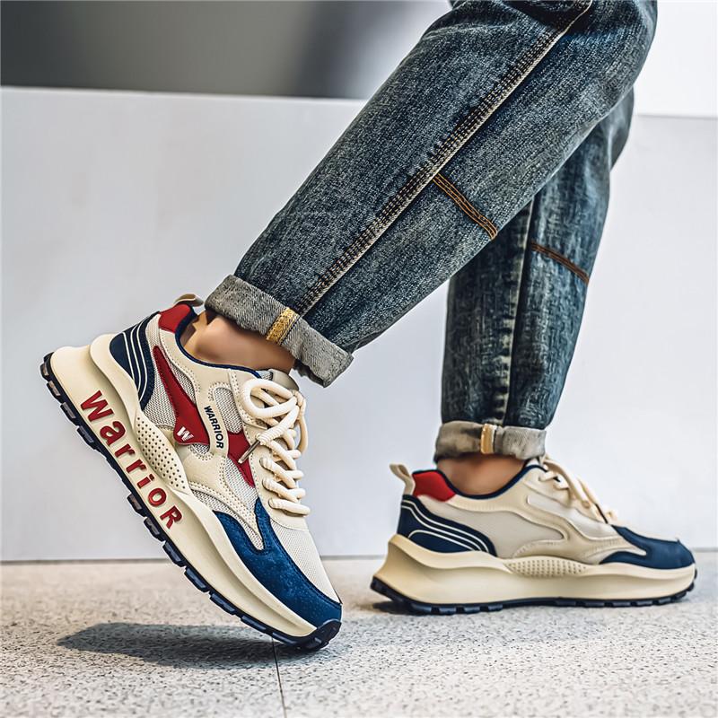Warrior Casual Commuting Fashion Simple Trendy Versatile Low-Top Lifestyle Shoes Men Sneaker Light-Blue Red WXY(S)-4785N03