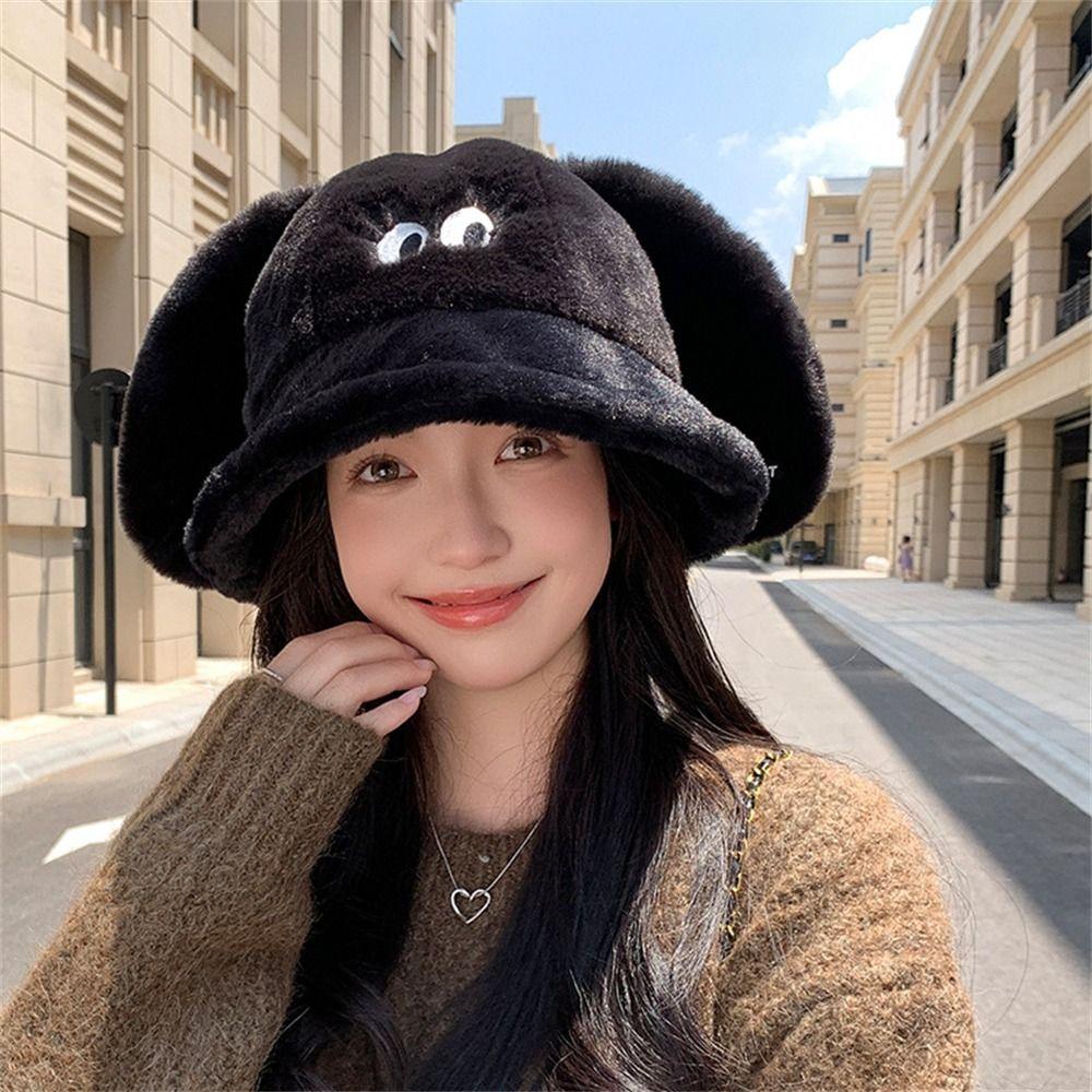 

Plush Basin Hat Keep Warm Fisherman Hat Cute Ear Protection for Women Girls хакі