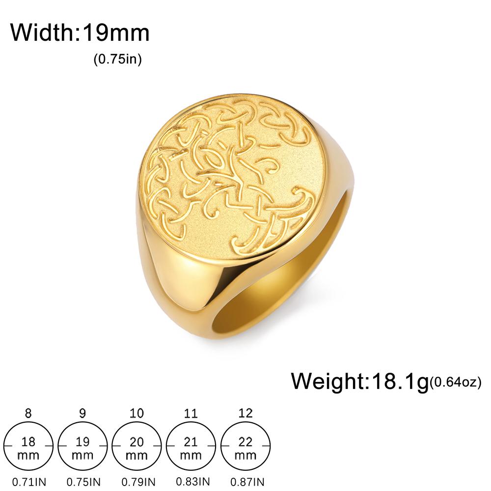 Yggdrasil Tree of Life Ring Triquetra Norse Mythology Stainless Steel Men Jewelry Protection Talisman Gift