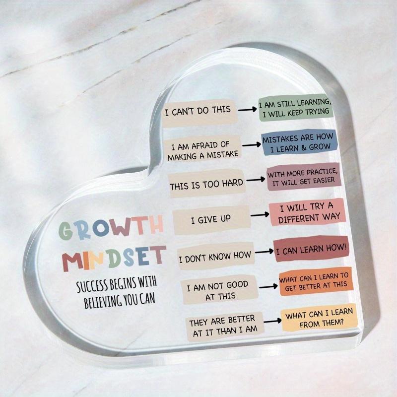 Growth Mindset Deko, Mentale Gesundheit Therapiebüro Klassenzimmer Kunst Pädagogisches Acrylherz Inspirierendes Geschenk