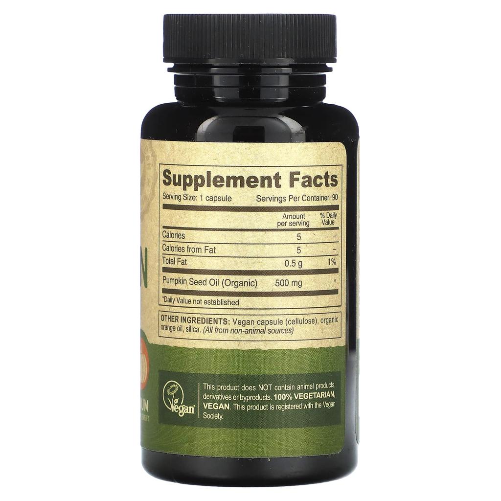 Vegan Pumpkin Seed Oil, 500Mg, 90 Veggie Capsules