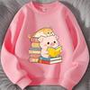 Kids Crewneck Sweatshirt, Cute Capybara Cat and Pig Reading Book Print Long Sleeve Top