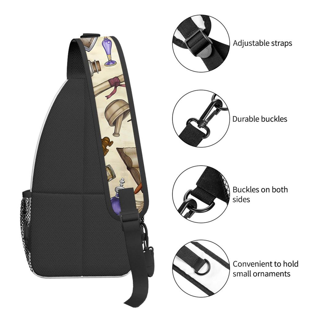 Witch's Tool Pattern Chest Bag for Boy/Girls Best Children Gift 2D Cartoon Large Capacity Outdoor Sports Leisure Fitness Bag