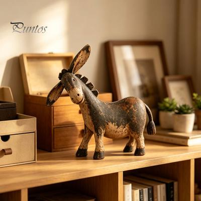 Decorazione Soggiorno Stile Retrò Statuetta Asino Rustico, Statua Animale da Fattoria Vintage, Ornamenti Testa Animali da Fattoria Nostalgici Inclinati Bizzarri