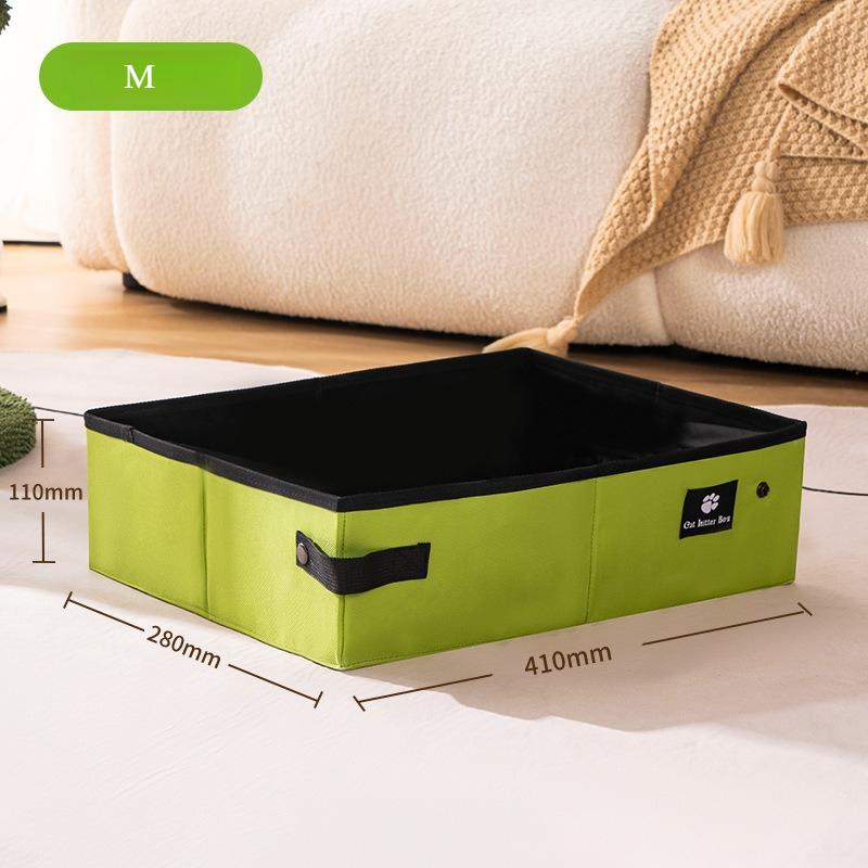 Portable Folding Litter Box for Cats Waterproof Outdoor Travel Pet Toilet Tray with Disposable Liner Bags