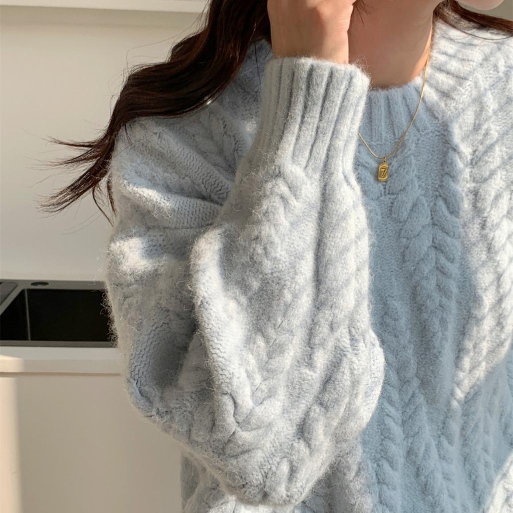 One Size Women's Pullover Sweater Loose Fried Dough Twist Knitting Top