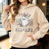 Pas De Boo-rée Leopard Ghost Halloween Hoodie Unisex Trendy Streetwear Hooded Sweatshirt Long Sleeve Casual Autumn Pullover