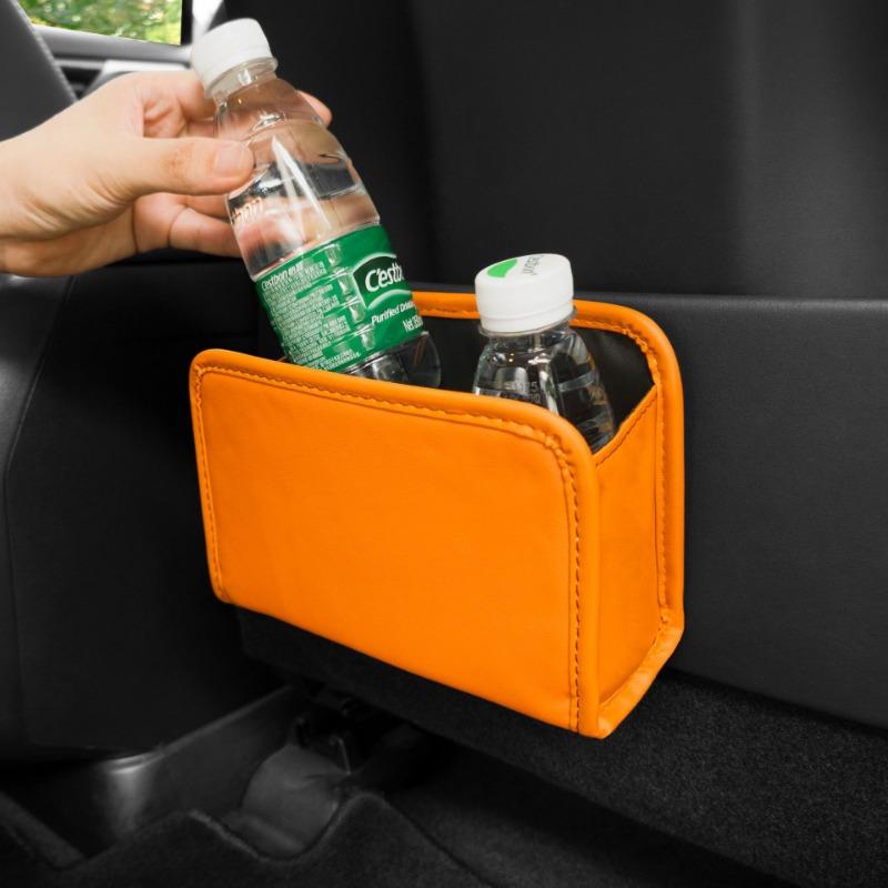 Car Trash Can Hanging Folding Portable Multifunctional Storage Box Leather Car Storage Bag Car Accessories Interior