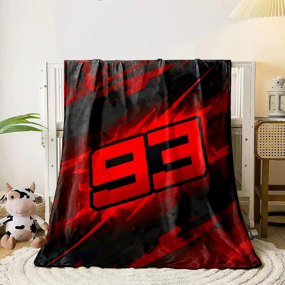 Bold red 93 on a black and red abstract, streaked background. for all seasons blanket lunch break throw gift 80cm x 120cm