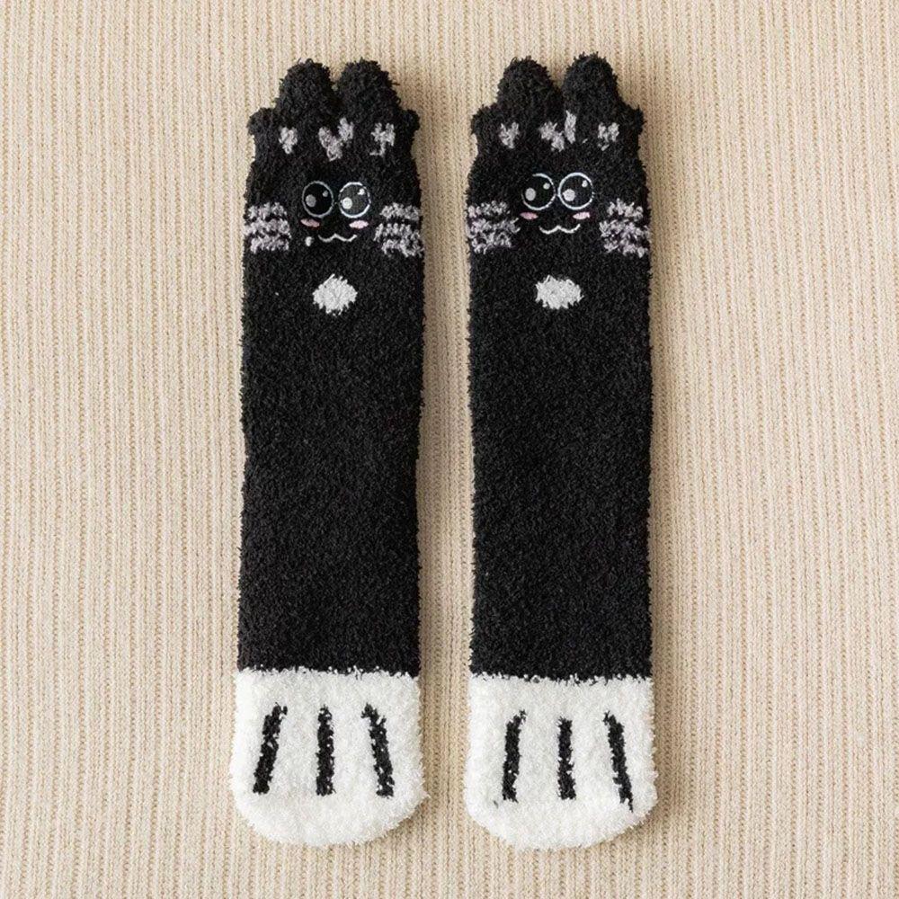 gift Fluffy Thickening Sleep Bed Sock Plush Cashmere Sox Coral velvet socks Floor Socks Paw pattern