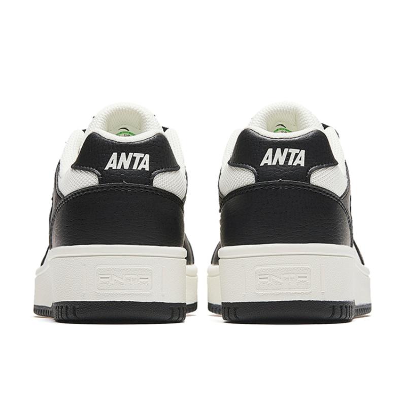 Anta Original Year Cushioning, Wear Resistant Low top Skateboard Shoes Women's Black White Sneakers 922518068F-4