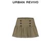 UR2026 Women's Retro Napoleon Button Pleated Mini Skirt