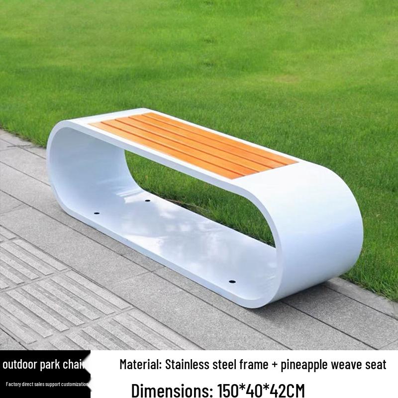 Stainless Steel & Solid Wood Outdoor Anti-Corrosion Park Bench for Garden or Courtyard Use