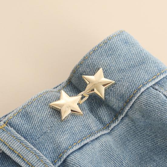 2 Pairs Pants Waist Tightener for Loose Jeans Alloy Star Jean Waist Pin No Sew Detachable Waist Buckle Button Pins for Women Jeans Skirts Trousers