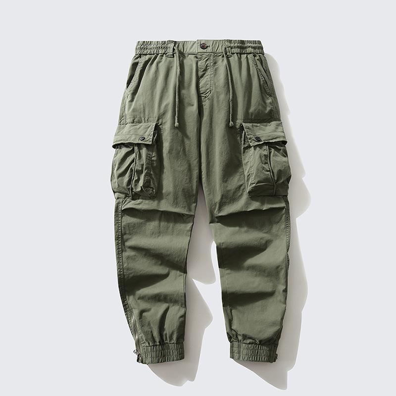 New men's American retro fashion multi-pocket loose leggings