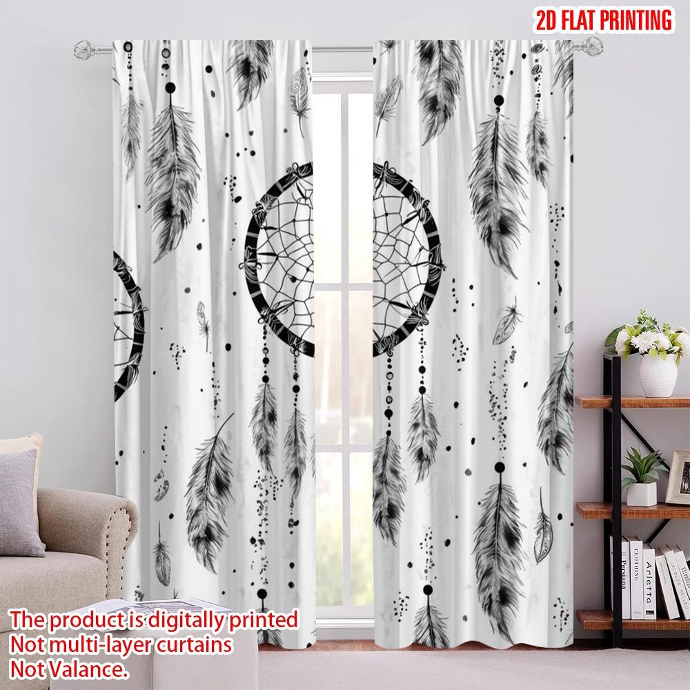 

2pcs,2D plane printing Light Filtering Curtains Dreamcatcher Art Durable 100% Polyester Fabric (without rod) Decorations Outdoor 52.50 × 116.00 cm 2 pcs