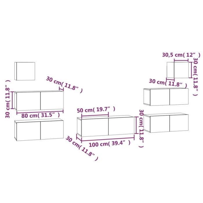 VidaXL Ensemble de meubles TV 7 pcs Blanc Bois d'ingénierie 3114542
