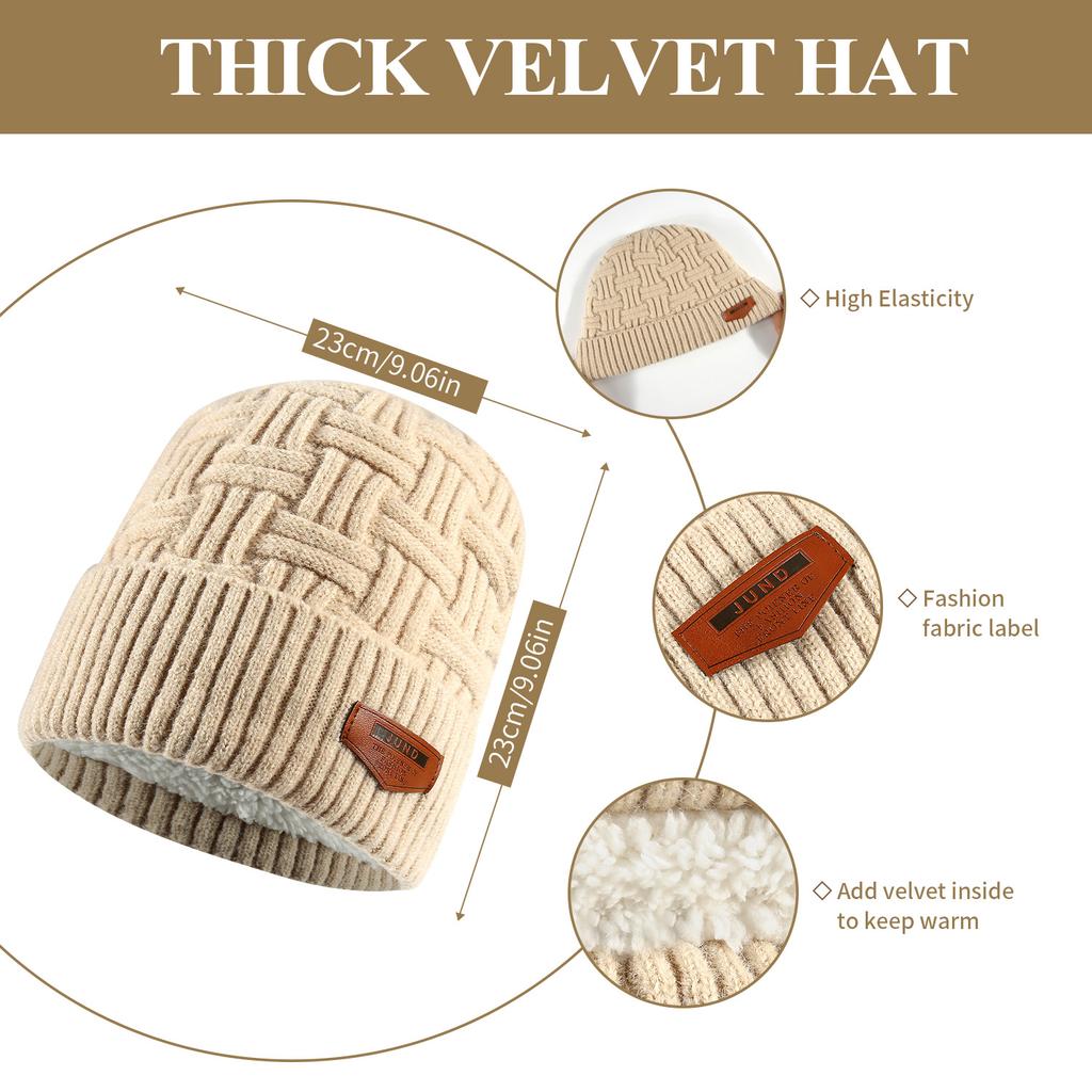 New Knitted Hat, Scarf and Gloves Three-piece Women's Winter Outdoor Plush Warm Wool Knitted Hat