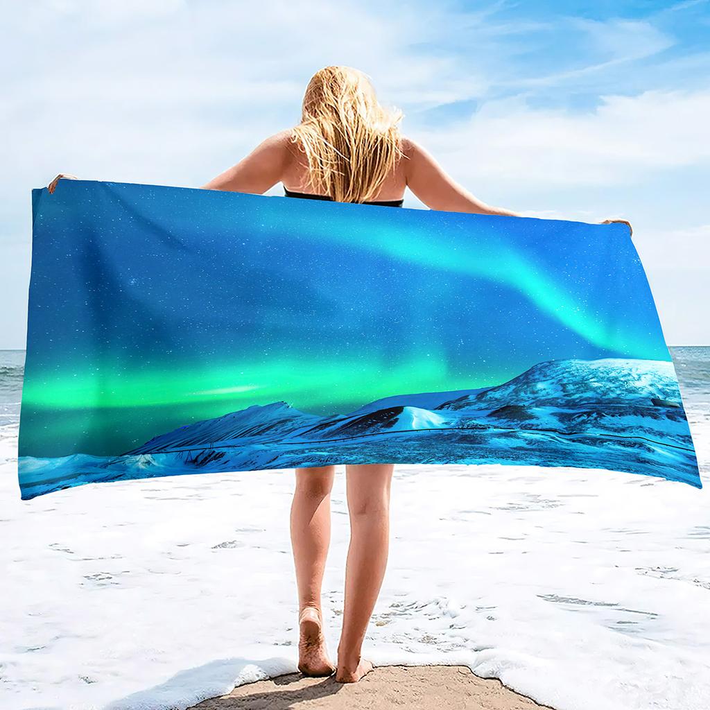 Aurora Printing Series Seaside Vacation Beach Towel Swimming Bath Towel Microfiber Sports Towel