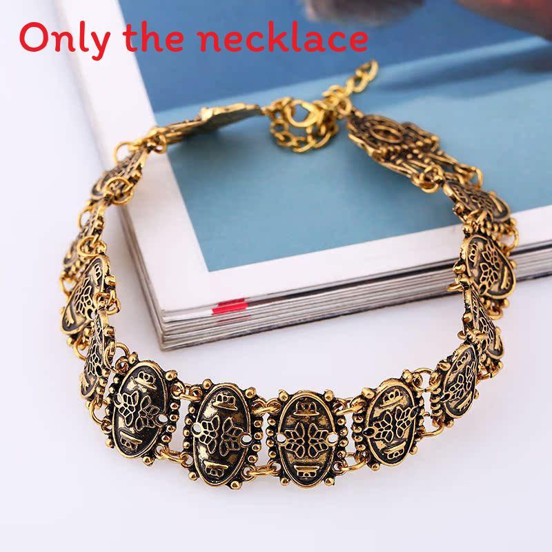Vintage European Alloy Short Necklace With Geometric Design For Men And Women