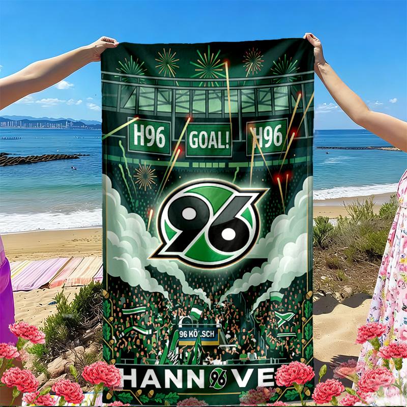Hannover 96 Football Print Beach Towel, Versatile Lightweight Absorbent Beach Towel for Pool Surf Yoga Bathroom, Perfect Birthday Holiday Gift