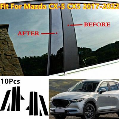 Black Window Pillar Posts Door Decal Window Cover Kit For Mazda CX-5 2017-