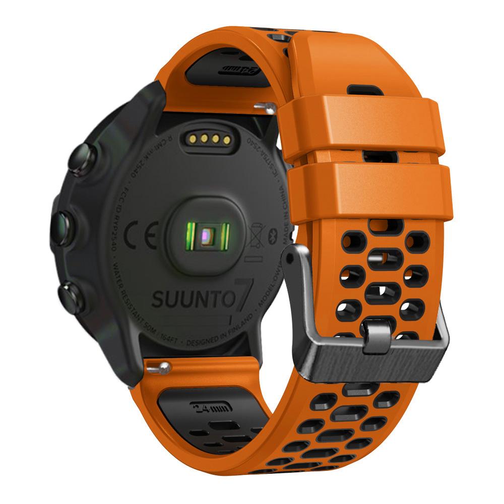 For Suunto 7/9/9 Baro Dual-color Silicone Watch Band 24mm Multi-hole Design Quick Release Wristband Strap