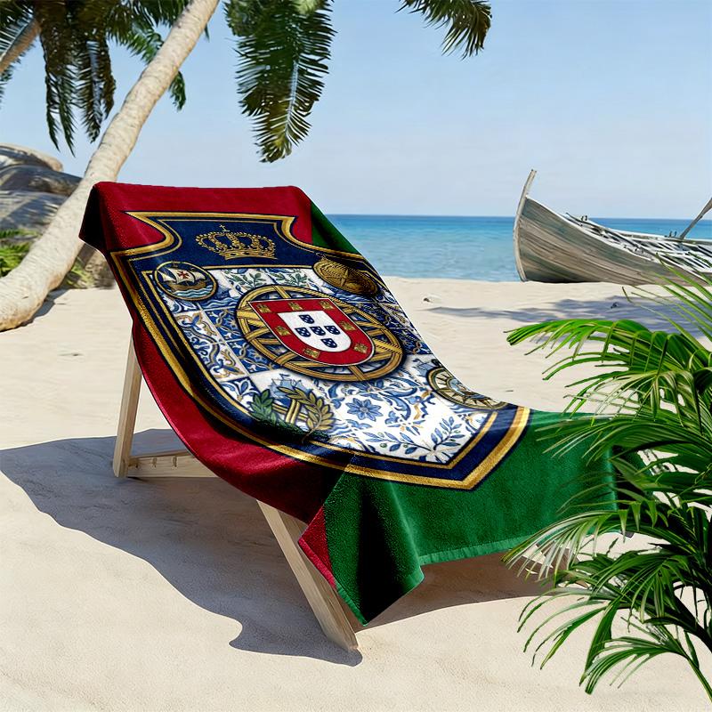 Portuguese Heritage Emblem Beach Towel Soft Beach Outdoor Pool Towel Quick-drying Swim Towel Swim Beach Travel and Vacation Towels Comfort