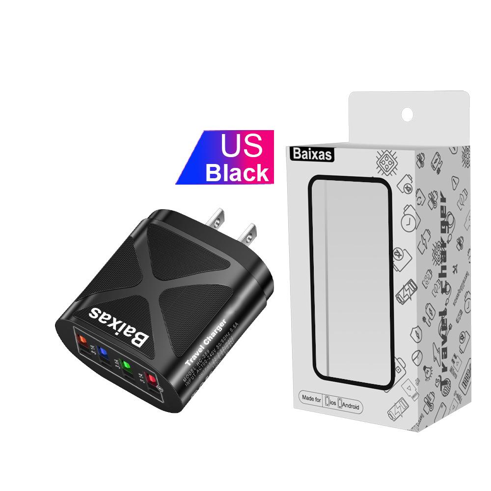 4-Port USB Travel Charger 5V/2.4A Fast Charge - AU/EU/UK/US Plug