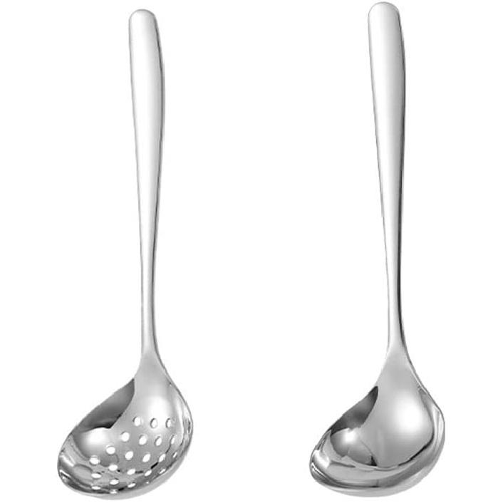 Black Gold Soup Ladle Colander Slotted Spoon Set Skimmer Strainer Gravy Sauce Server Stainless Steel