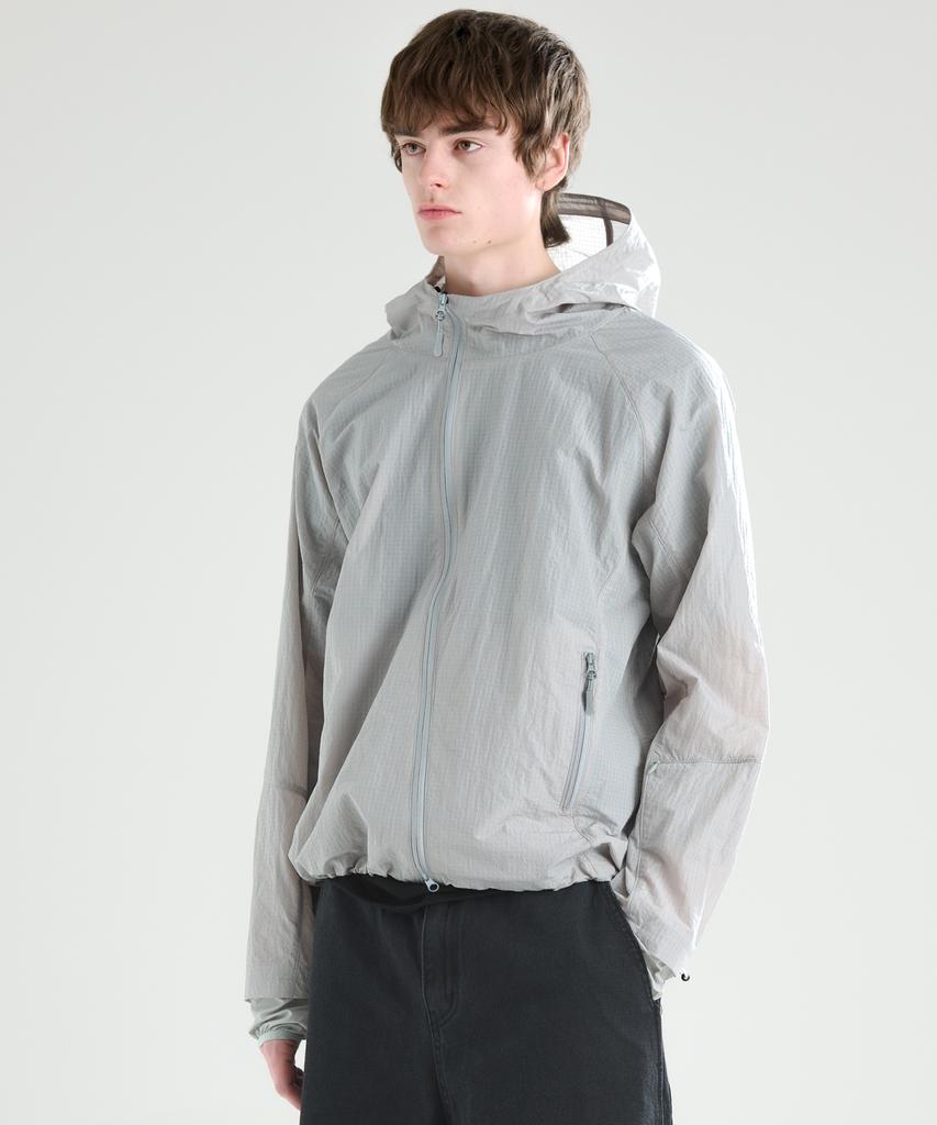 Zplish Curved Hooded Wind Jacket Light Grey