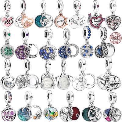 Multiple Pattern Pendant Fit Bracelet/Necklace 925 Sterling Silver Charm Bead Jewelry MOM,Festival