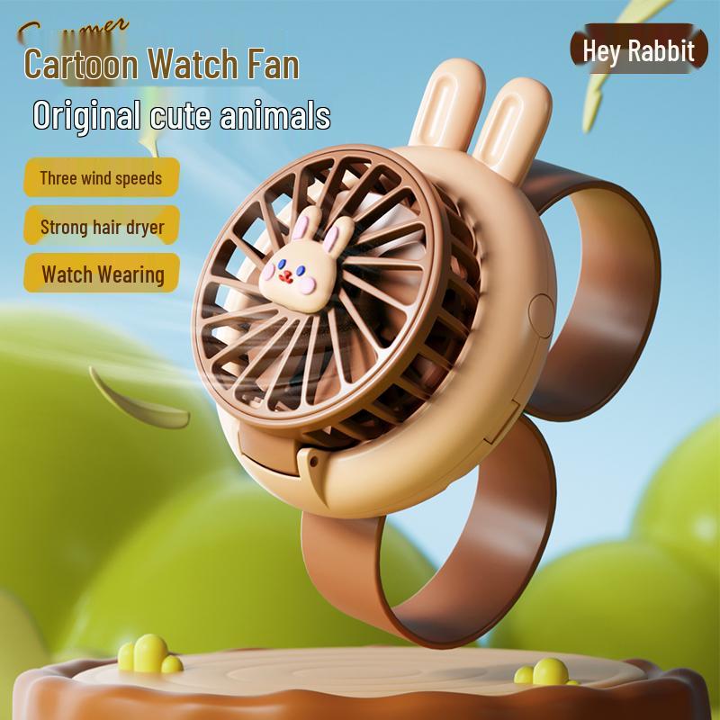 2025 Kids' Cartoon Fan Slap Bracelet: Mini Electric Fan Toy for Elementary School Girls