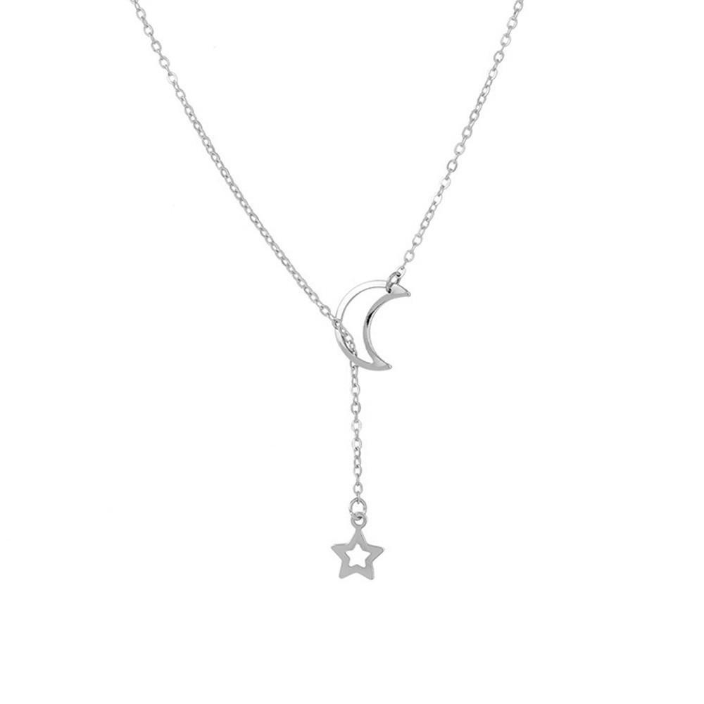 Retro Moon and Star Tassel Pendant Necklace for Women